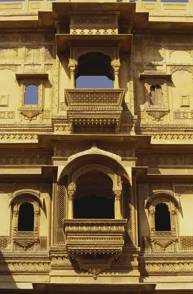 stock image Decorated window of Patwan ki Haveli, Jaisalmer, Rajasthan, India 