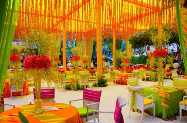 Hindistan, Rajasthan, Jodhpur 'da düğün salonu.