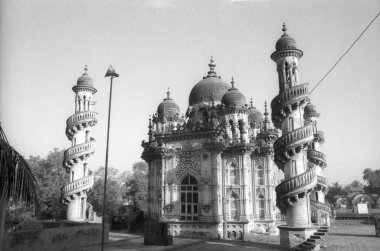 old vintage lantern slide of Mahabat Maqbara, junagadh, Gujarat, India, Asia 1900s   clipart