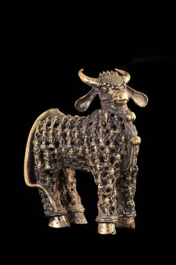 Metal boğa figürü, bastar, chhattisgarh, Hindistan, Asya 