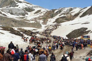 Pilgrim, mahagunas pass, amarnath yatra, Jammu Kashmir, Hindistan, Asya 