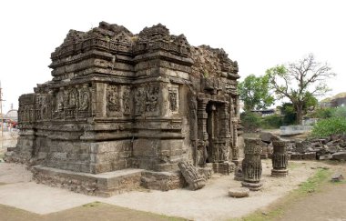 UNESCO world heritage Champaner Pavagadh ; Lakulisha Temple built in 10-11th century AD contains fine images of Lakulisha ; Dakshinamurti ; Brahma ; Vishnu ; Shiva ; Indra ; Gajendramoksha ; Champaner ; Panchmahals district ; Gujarat State ; India ;  clipart