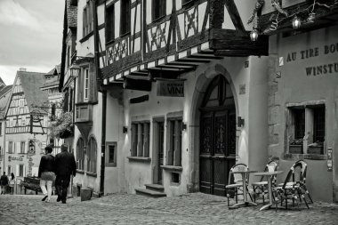 Restoran, Eski Ev, Riquewihr, Alsace, Fransa, Avrupa 