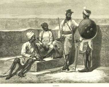 Litografik portreler Rajpoots veya Rajput IL News 12 Şubat 1876, Hindistan 