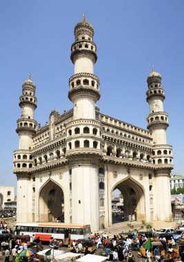 Charminar built by Mohammed quli qutb shah in 1591 standing 56 meter High and 30 meter wide ; ; Andhra Pradesh ; India clipart