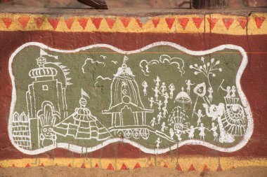 Warli resim, puri, orissa, Hindistan, Asya