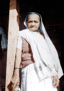 Kasturba Gandhi 'nin eski bir fotoğrafı, Hindistan, Asya, 1940