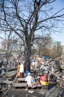 Kenar mahalle yangını, damu nagar, kandivali, mumbai, maharashtra, Hindistan, Asya