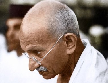 Mahatma Gandhi halk namaz toplantısında, Rungta House, Mumbai, Maharashtra, Hindistan, Asya, Eylül 1944
