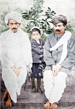 Mahatma Gandhi 'nin eski bir fotoğrafı, Hindistan, Asya, 1915 