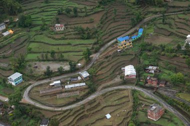Köylerin, Katmandu 'nun, Nepal' in, Asya 'nın havadan görünüşü 