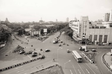 Aerial view of intersection, Metro Cinema Building, Art Deco Movie Theatre, Dhobi Talao, Mumbai, Maharashtra, India, Asia  clipart