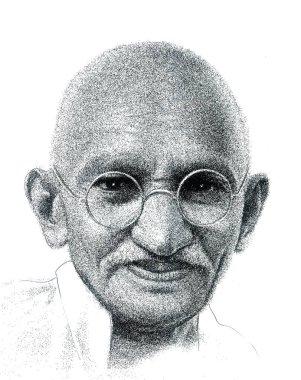 Hindistan Özgürlük Savaşçılarının Çizimi Mohandas Karamchand Gandhi 