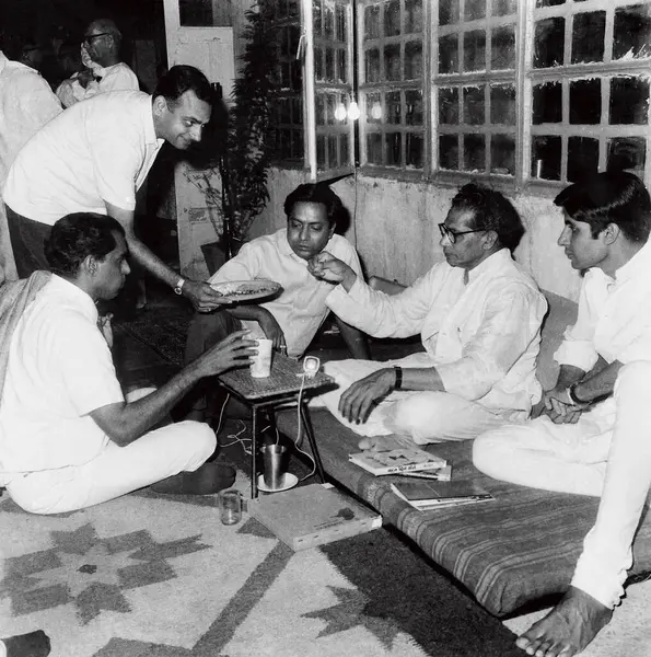 stock image South Asian Indian Bollywood actor Amitabh Bachchan with father Dr Harivanshrai Bachchan, Bombay Mumbai, Maharashtra, India  