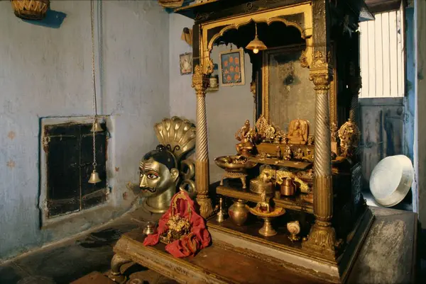 stock image Prayer room in Peshwa house, Vai, Maharashtra, India 