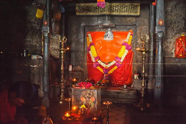 stock image Buddhist Cave seven, image of Ganesh elephant headed god, Ashtavinayak, Lenyadri or Ganesh lena group, taluka Junnar, district Pune, Maharashtra, India 