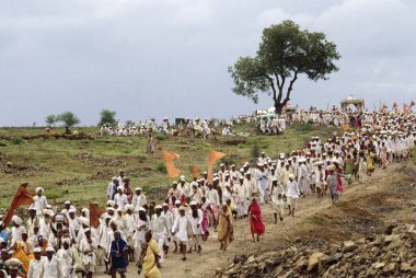 Pandharpur yatra, Pandharpur, maharashtra, Hindistan 'a giden hacılar. 