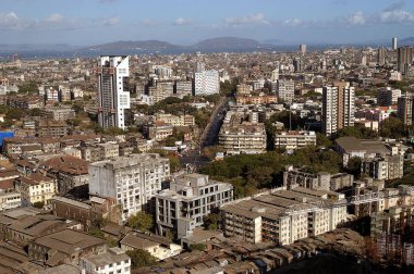 Mumbai şehri, Bombay Mumbai, Maharashtra, Hindistan 'ın havadan görüntüsü.