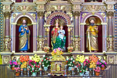 Altar, St. Marys Marth Mariam Forane church built in 105 A.D.in Kuravilangad located in Kottayam district of Kerala, India  clipart