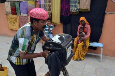 Sokak fotoğrafçısı, Jaipur, Rajasthan, Hindistan, Asya 