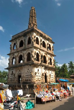 Tower at Banashankari Hindu temple dedicated to Shakambhari or goddess Parvathi near Badami, Bijapur district, Karnataka, India  clipart