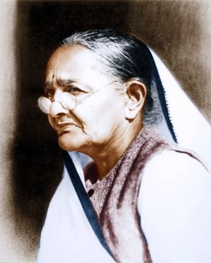 Kasturba Gandhi 'nin eski bir fotoğrafı, Hindistan, Asya, 1942