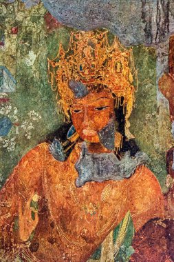 Freskler, adanta mağaraları, aurangabad, maharashtra, Hindistan, Asya