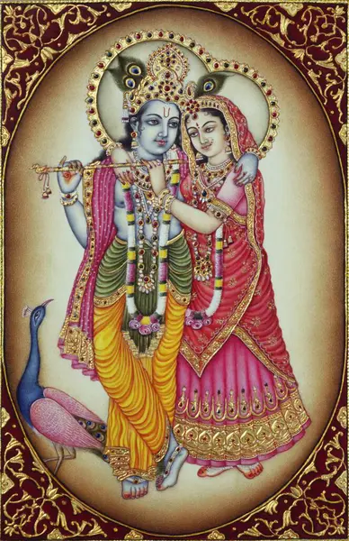 Stock image Radha Krishna miniature painting on ivory