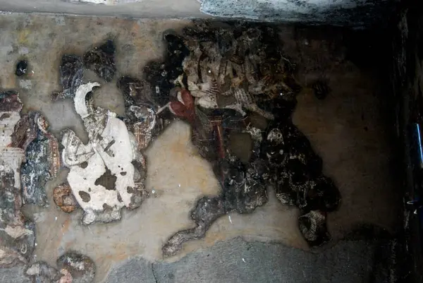 stock image Fresco in cave 15, Ajanta, Aurangabad, Maharashtra, India 