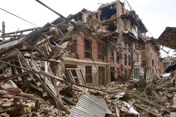 stock image Residential building collapsed, earthquake, kathmandu, nepal, asia