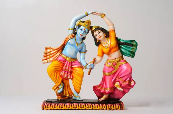 stock image Clay statue of god and goddess radha and krishna 