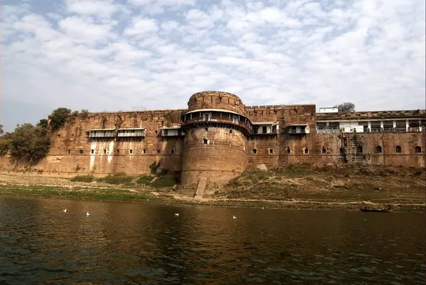 Ytre Vegg Lal Quila Eller Red Fort Bredden Gjengene Allahabad stockbilde