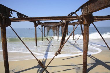 Pier at Alappuzha Beach ; wharf is 140 years old ; Alappuzha ; Alleppey Beach ; Kerala ; India clipart