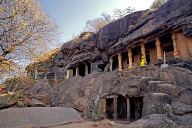 Cave temple hinyana pandav caves first century BC to second century AD ; Satavahana ; Nasik ; Maharashtra ; India clipart