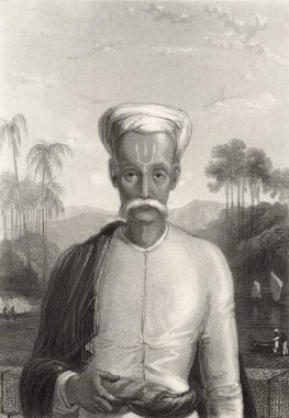 Minyatür Resim, Malabar Hindu Hindu Brahmin. Hindistan 'ın batı kıyısından. Yazan W. Daniell 19. yüzyıl.