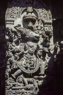 varaha avatar sculpture on wall, halebidu, Karnataka, India, Asia  clipart