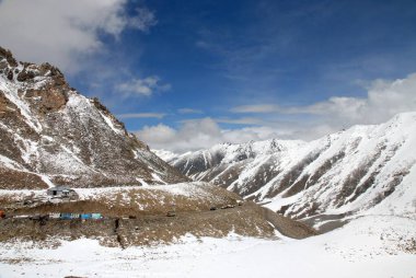 Khardungla 18;380 ft highest motor able road in world at Leh ; Ladakh ; Jammu & Kashmir ; India clipart