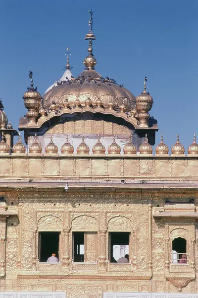 stock image Gold gilded dome and wall, Golden temple, Amritsar, Punjab, India, Asia 