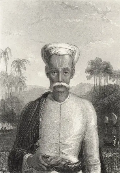 stock image Miniature Painting , Malabar hindoo Hindu Brahmin from the West coast of India by W Daniell 19th century