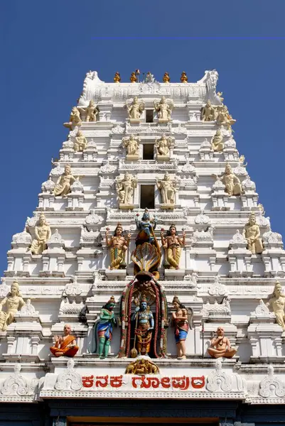 Lord Vishnu Hanuman Maymun Tanrı Garuda Yılan Shesha Kanak Gopuram Udupi Sri Krishna Tapınağı 'nı zengin bir şekilde dekore etti.