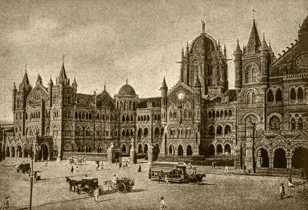 stock image Vintage photo of chhatrapati shivaji terminus, mumbai, maharashtra, india, asia 