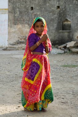 Bandej sarisi, Rajasthan, Hindistan 'da bir kız.    