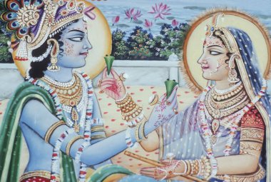 Radha Krishna Miniature Painting clipart