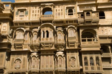 Patwon ki Haveli 'nin Jaisalmer, Rajasthan, Hindistan' daki görüntüsü 