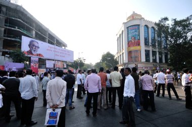Balasaheb Thackeray Funeral Procession Crowd shots and General Shots in mumbai maharashtra India  clipart
