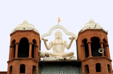 Statue of hanuman at temple of tanpurey maharaj ; Pandharpur district Solapur ; Maharashtra ; India clipart