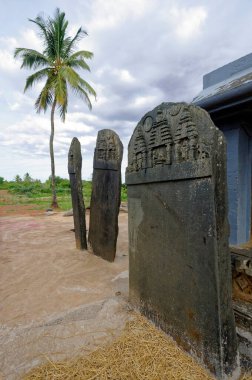 Kaya yazıtları, Basaveshwara Tapınağı, Belur, Haveri, Karnataka, Hindistan, Asya.