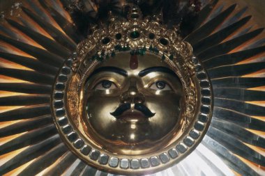 Surya Chopar 'daki güneş tanrısı, Şehir Sarayı, Udaipur, Rajasthan, Hindistan, Asya 