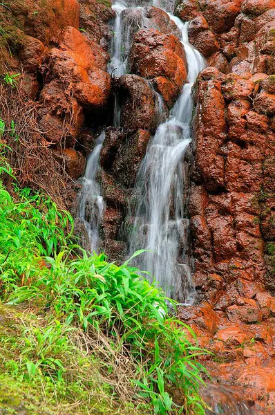 stock image Waterfall flowing through rocks, Mahabaleshwar, Maharashtra, India