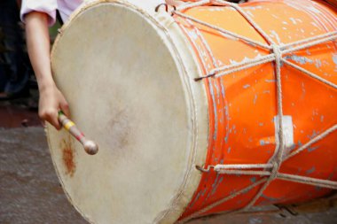 Ganesh Ganesh Ganpati dalma töreninde çalınan Dhol adlı müzik aleti. 